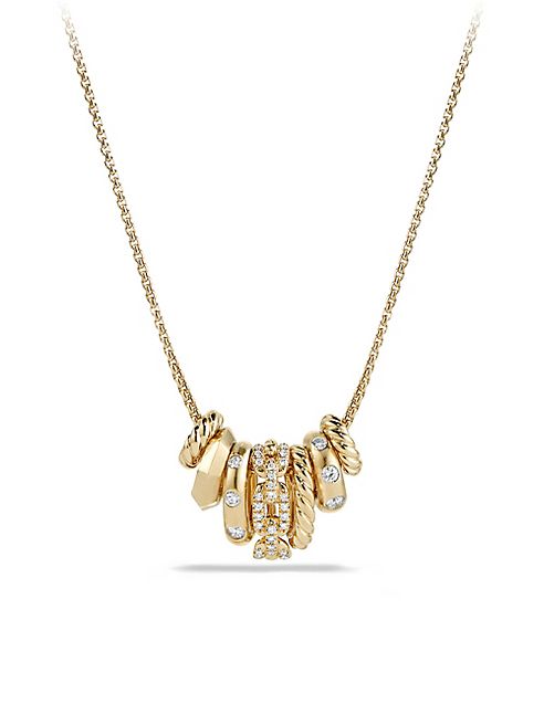 David Yurman - Stax Short Pendant Necklace with Diamonds in 18K Yellow Gold