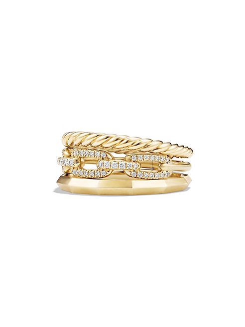 David Yurman - Stax Narrow Ring with Diamonds in 18K Yellow Gold