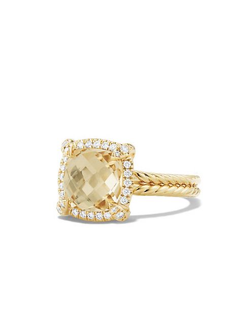 David Yurman - Châtelaine Pave Bezel Ring with Champagne Citrine and Diamonds in 18K Gold