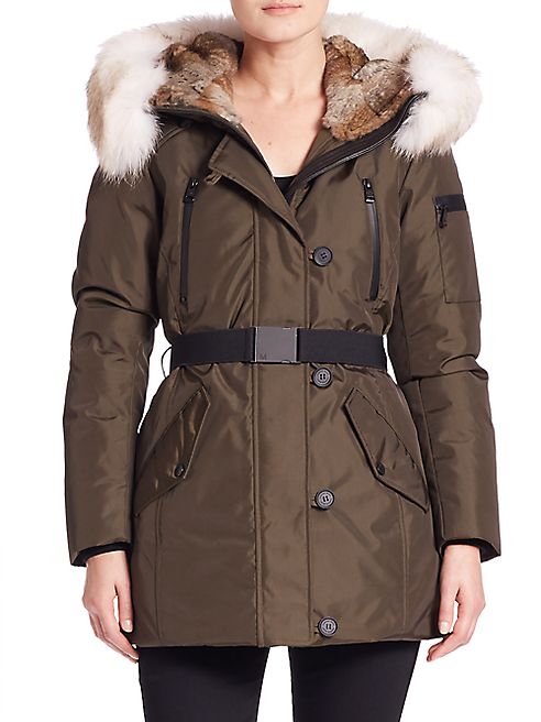 Andrew Marc - Fur-Trim Belted Down Parka