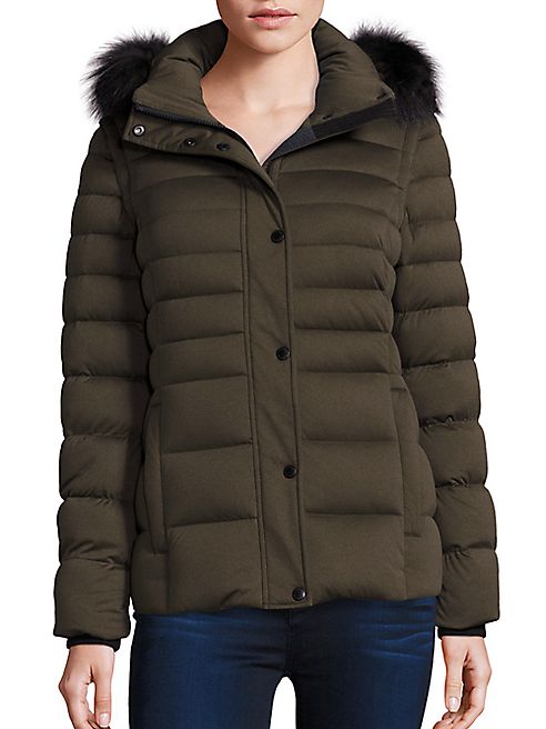 Andrew Marc - Fox Fur-Trim Convertible Down Puffer Jacket