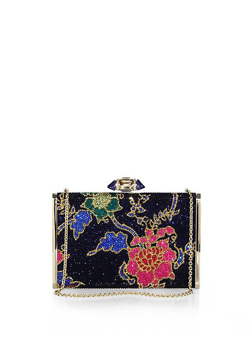 Judith Leiber - Tall Slender Floral Swarovski Crystal Clutch