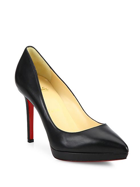 Christian Louboutin - Pigalle Plato 100 Leather Point Toe Platform Pumps