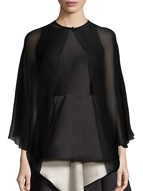 Halston Heritage - Three-Quarter Sleeve Silk Cape