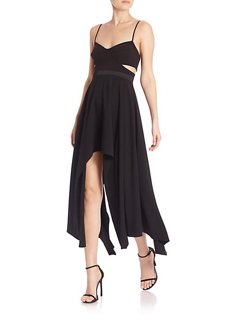 Halston Heritage - Sleeveless Asymmetrical Hem Dress