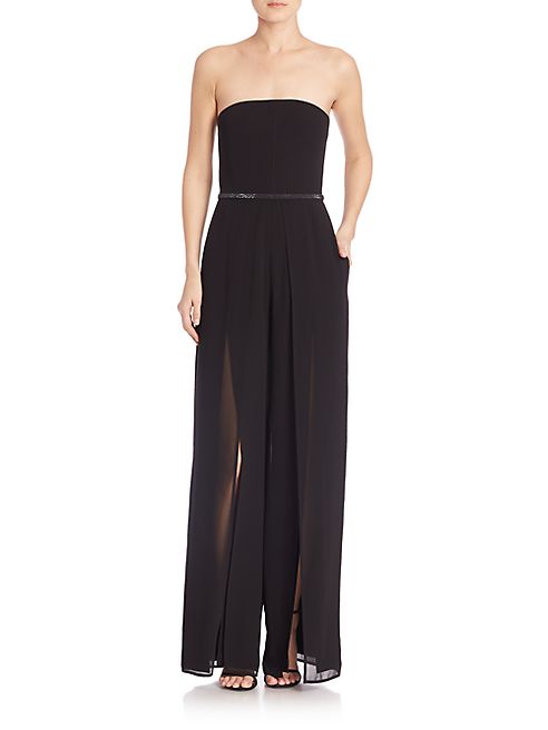 Halston Heritage - Strapless Crepe Jumpsuit