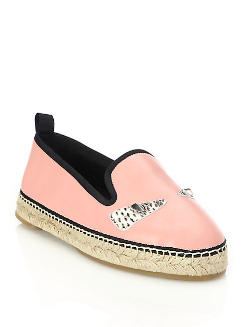 Fendi - Bug Leather Espadrille Flats