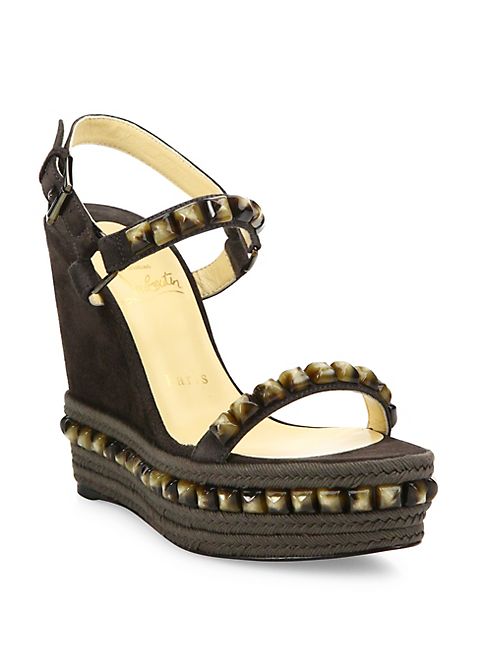 Christian Louboutin - Cataclou 120 Studded Suede Espadrille Platform Wedge Sandals