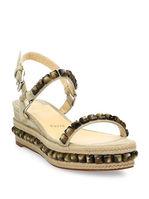 Christian Louboutin - Cataclou 60 Studded Suede Espadrille Platform Sandals