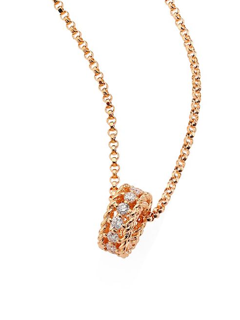 Roberto Coin - Symphony Braided Diamond & 18K Rose Gold Pendant Necklace