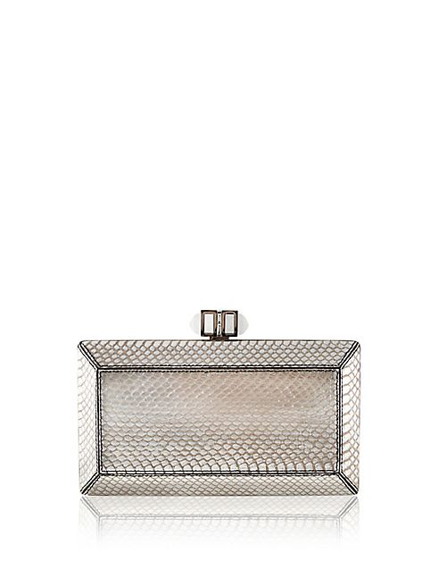 Judith Leiber - Coffered Metallic Snakeskin Clutch