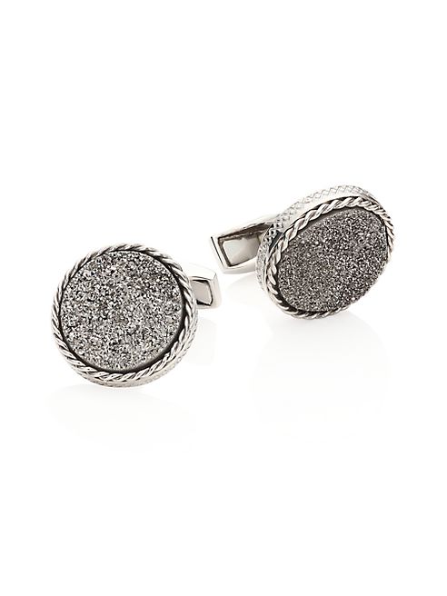 Tateossian - Textured Titanium & Silver Cuff Links