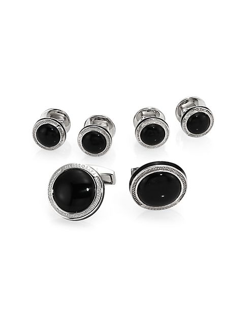 Tateossian - Onyx Sterling Silver Cuff Links