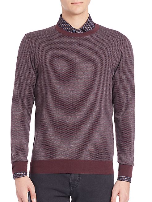 Saks Fifth Avenue Collection - Merino Wool Brick Pattern Sweater