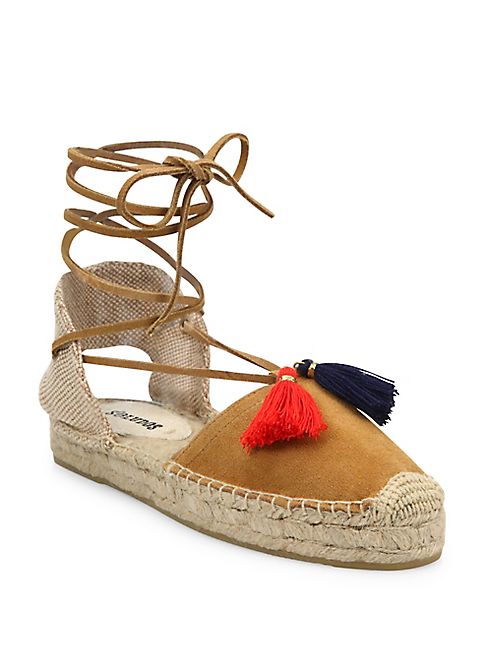 Soludos - Suede Lace-Up Tassel Platform Espadrilles