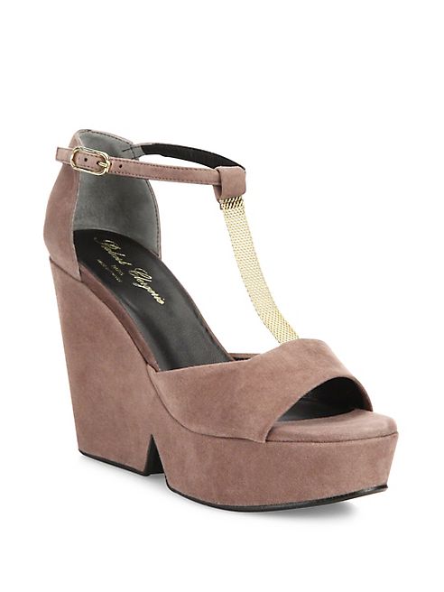 Robert Clergerie - Daisy Suede & Chain Platform T-Strap Sandals