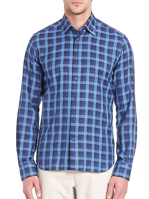 Saks Fifth Avenue Collection - Windowpane Checked Long Sleeve Shirt