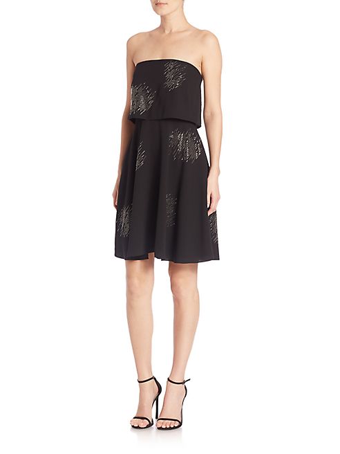 Halston Heritage - Strapless Rhinestud Embellished Dress