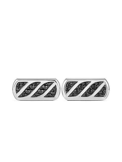 David Yurman - Black Diamond & Sterling Silver Cuff Links