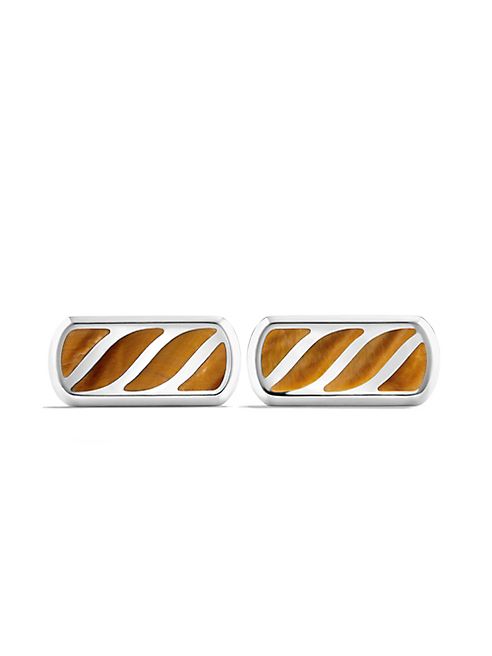 David Yurman - Tigers Eye & Sterling Silver Cuff Links