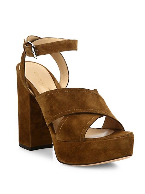 Gianvito Rossi - Suzie Suede Crisscross Platform Sandals