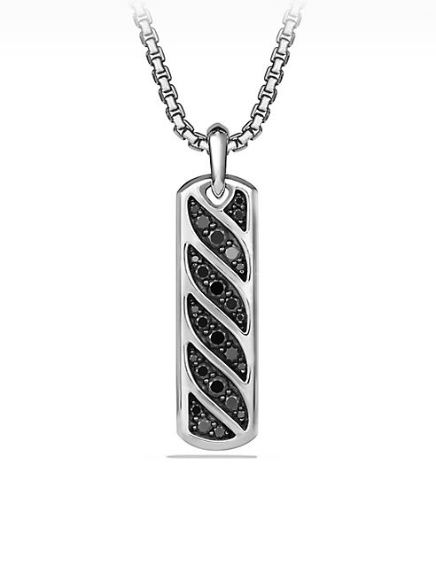 David Yurman - Graphic Cable Ingot Tag with Black Diamonds