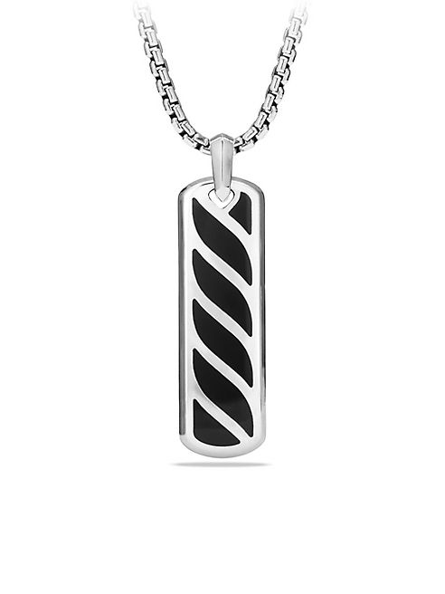 David Yurman - Sterling Silver Graphic Cable Ingot Tag