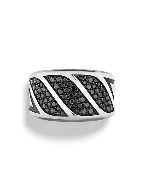 David Yurman - The Graphic Cable Black Diamond & Sterling Silver Band Ring