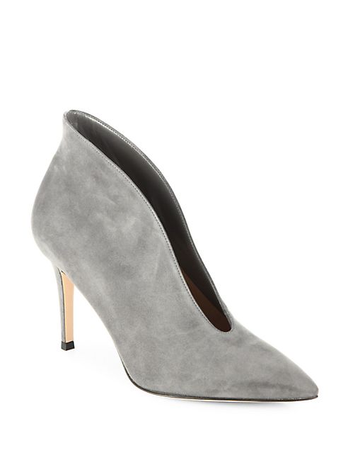 Gianvito Rossi - Suede Point Toe U Mid-Heel Booties