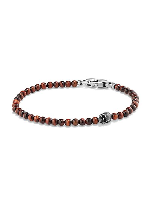 David Yurman - Spiritual Beads Red Tigers Eye Skull Bracelet