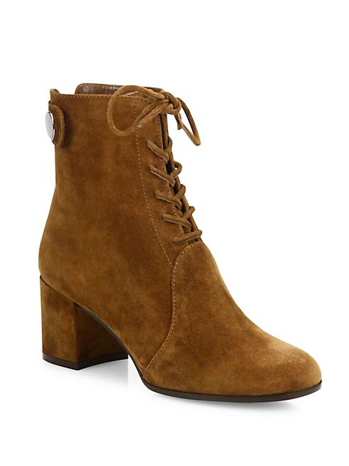 Gianvito Rossi - Finlay Suede Lace-Up Block Heel Booties