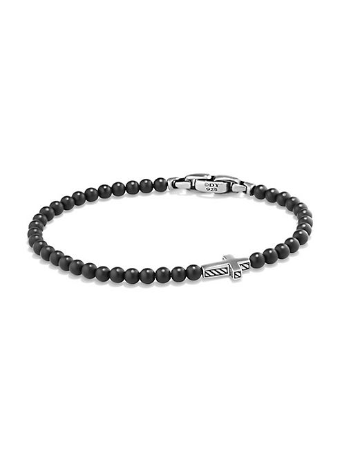 David Yurman - Spiritual Beads Black Onyx Cross Station Bracelet