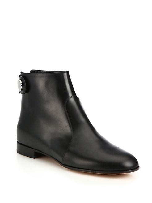 Gianvito Rossi - Lindon Leather Flat Ankle Boots