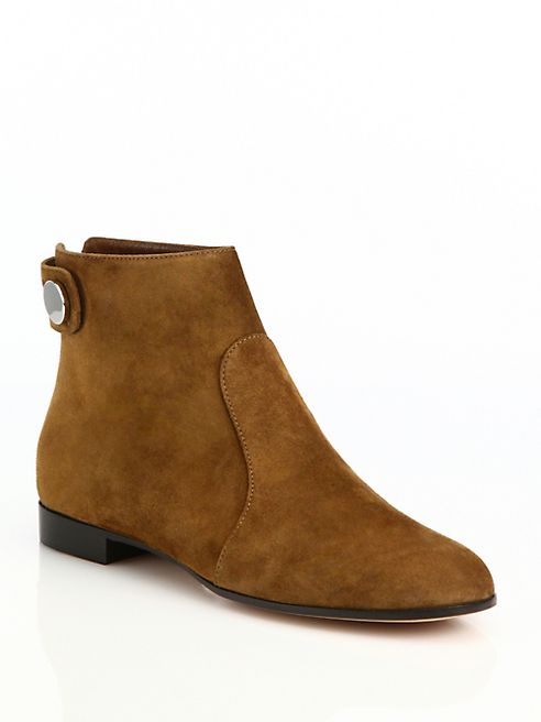 Gianvito Rossi - Lindon Suede Flat Ankle Boots