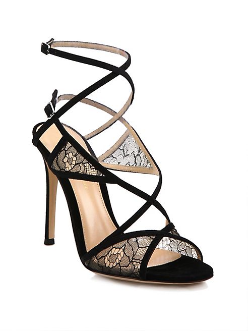 Gianvito Rossi - Lace & Suede Strappy Sandals