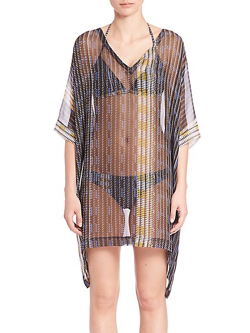 Asceno - Optic Printed Silk Beach Caftan