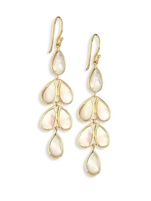 IPPOLITA - Polished Rock Candy Mother-Of-Pearl & 18K Yellow Gold Linear Cascade Earrings