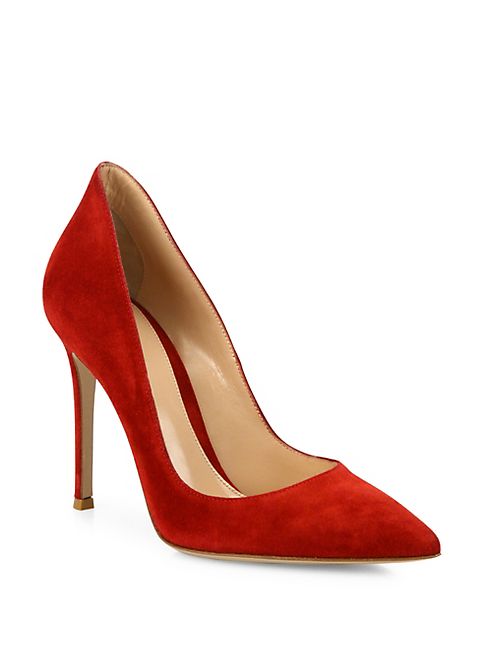 Gianvito Rossi - Ellipsis High-Back Suede Point Toe Pumps