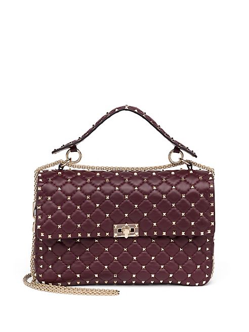 Valentino - Rockstud Large Quilted Leather & Chain Top-Handle Bag