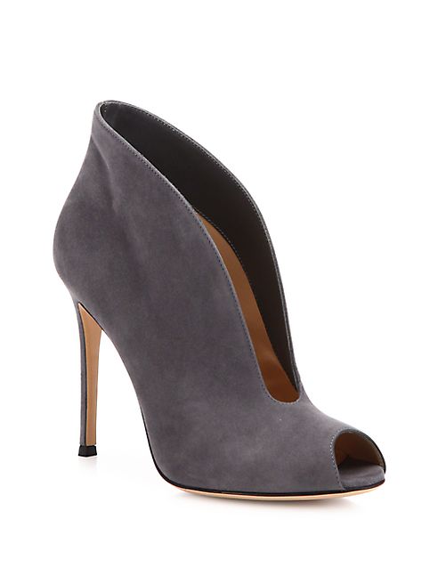 Gianvito Rossi - Vamp Suede U Peep Toe Booties