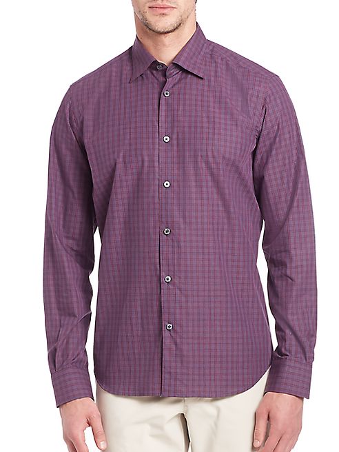 Saks Fifth Avenue Collection - Plaid Long Sleeve Shirt