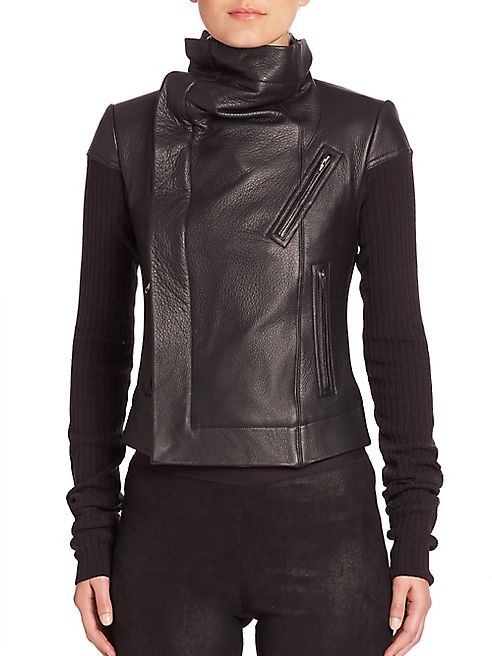 Rick Owens - Leather & Wool Biker Jacket