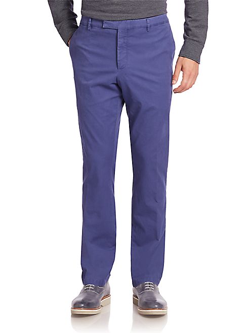 Ralph Lauren - Solid Washed Flat-Front Pants