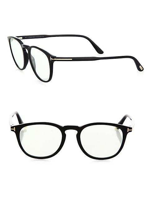 Tom Ford Eyewear - 50MM Round Optical Glasses & Clip-On Sunglasses