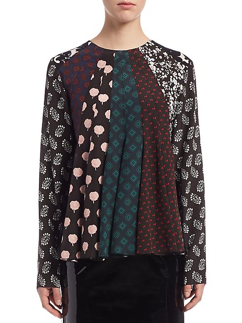 Lanvin - Multi-Print Crepe Silk Top