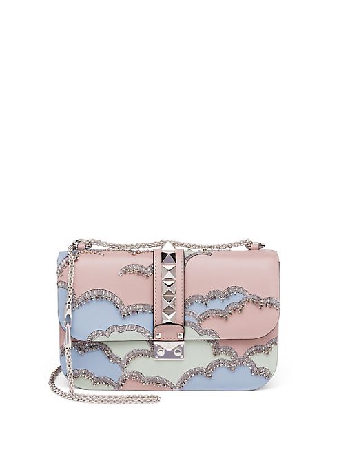 Valentino - Rocklock Medium Crystal Leather Crossbody Bag