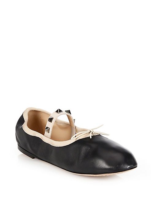 Valentino - Rockstud Leather Ballet Flats