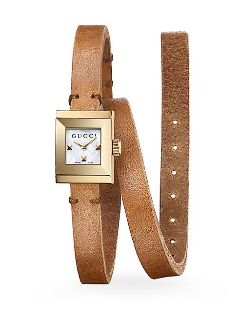 Gucci - G-Frame Leather Wrap Strap Watch