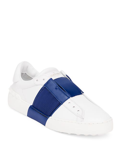 Valentino - Laceless Striped Leather Sneakers