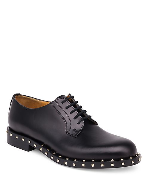 Valentino - Soul Studded Leather Lace-Up Derby Oxfords